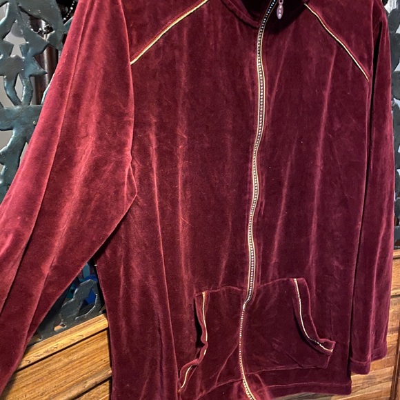 Quacker Factory Velour Track Jacket Rhinestone - Picture 6 of 7